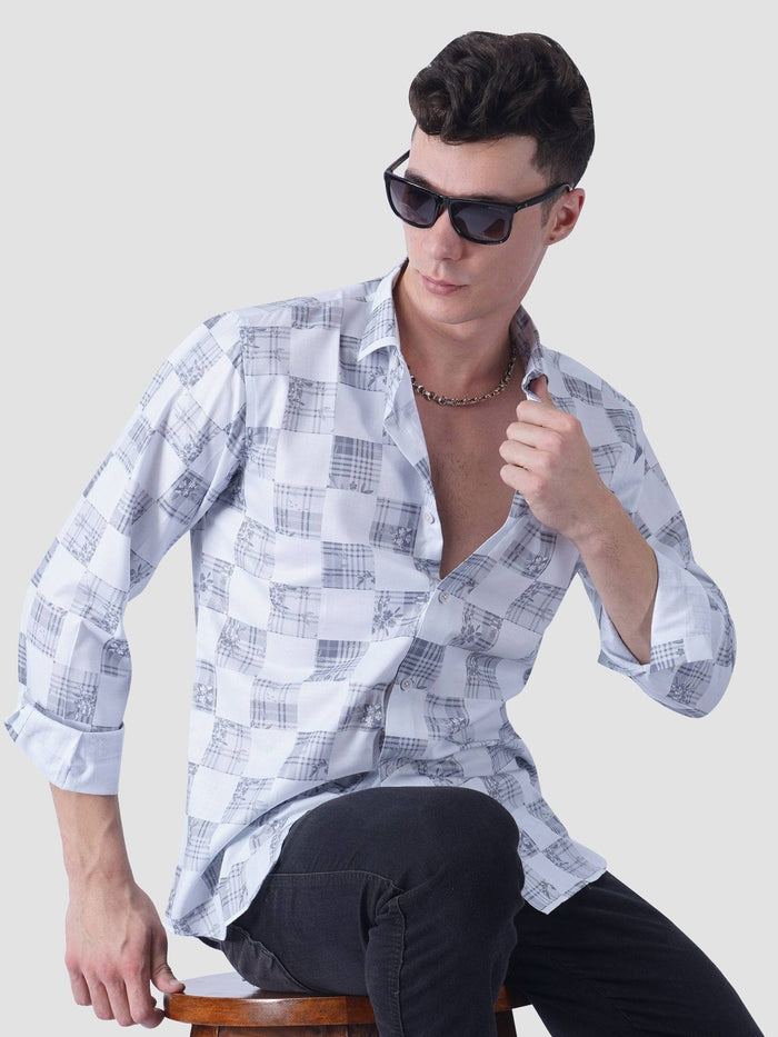 Geometric White Printed Shirt