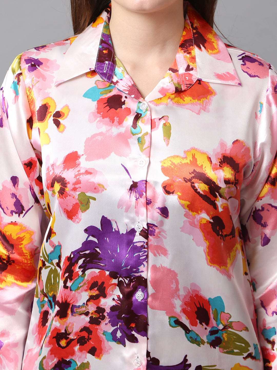Peach Floral Printed Shirt