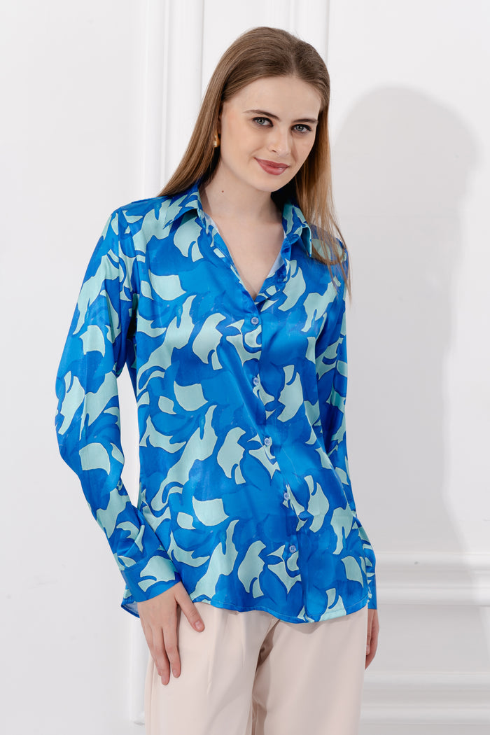 Satin Shirt With Patterned Print