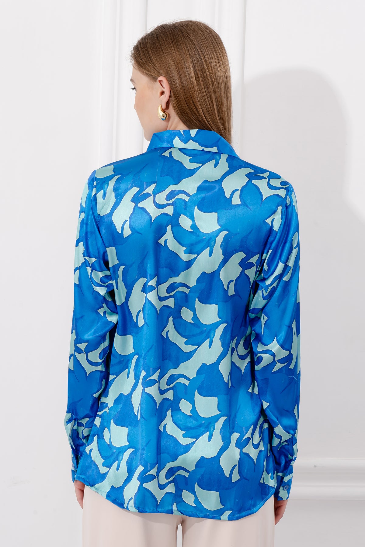 Satin Shirt With Patterned Print