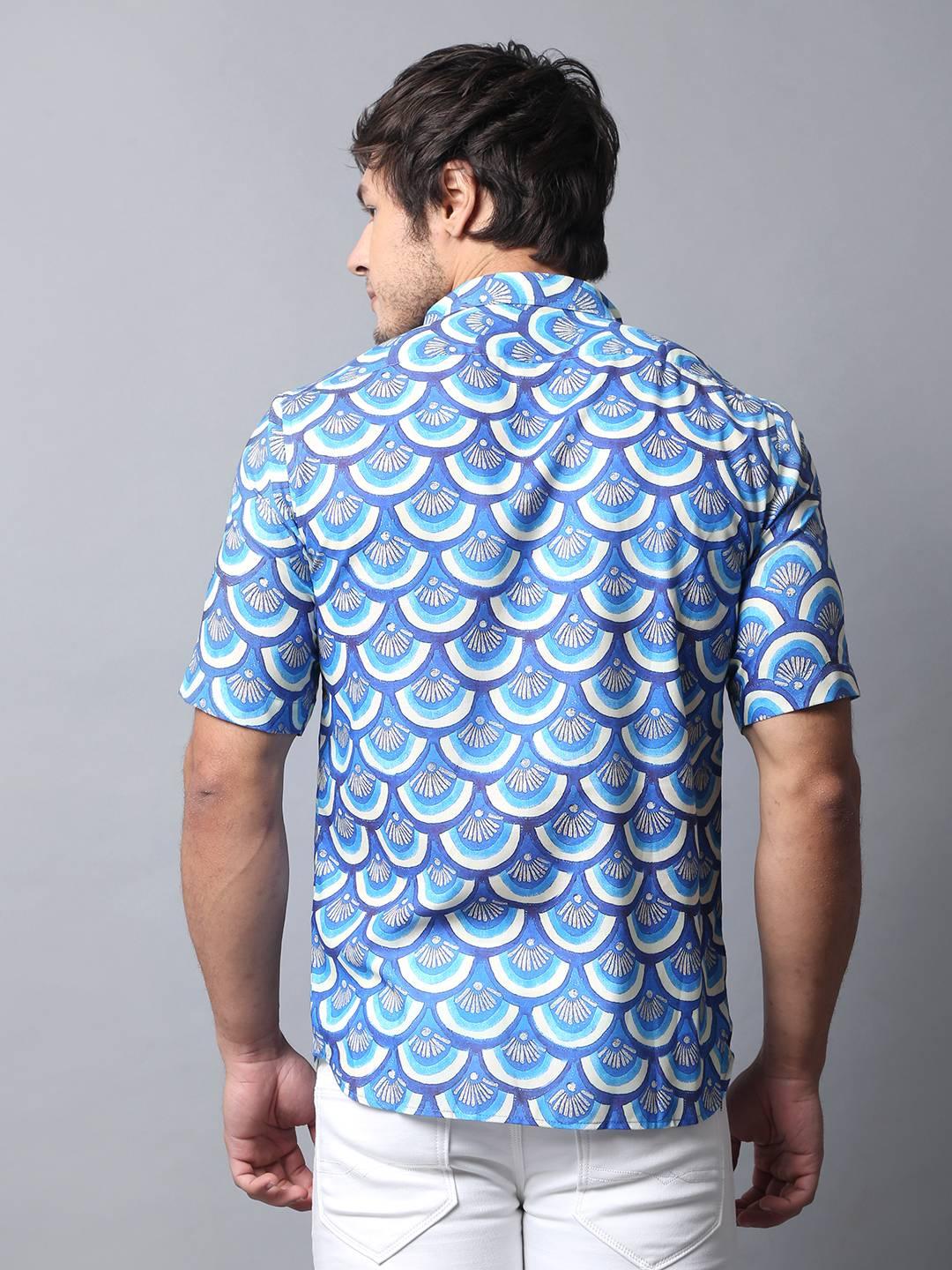 Blue Block Printed Shirt - Vooning